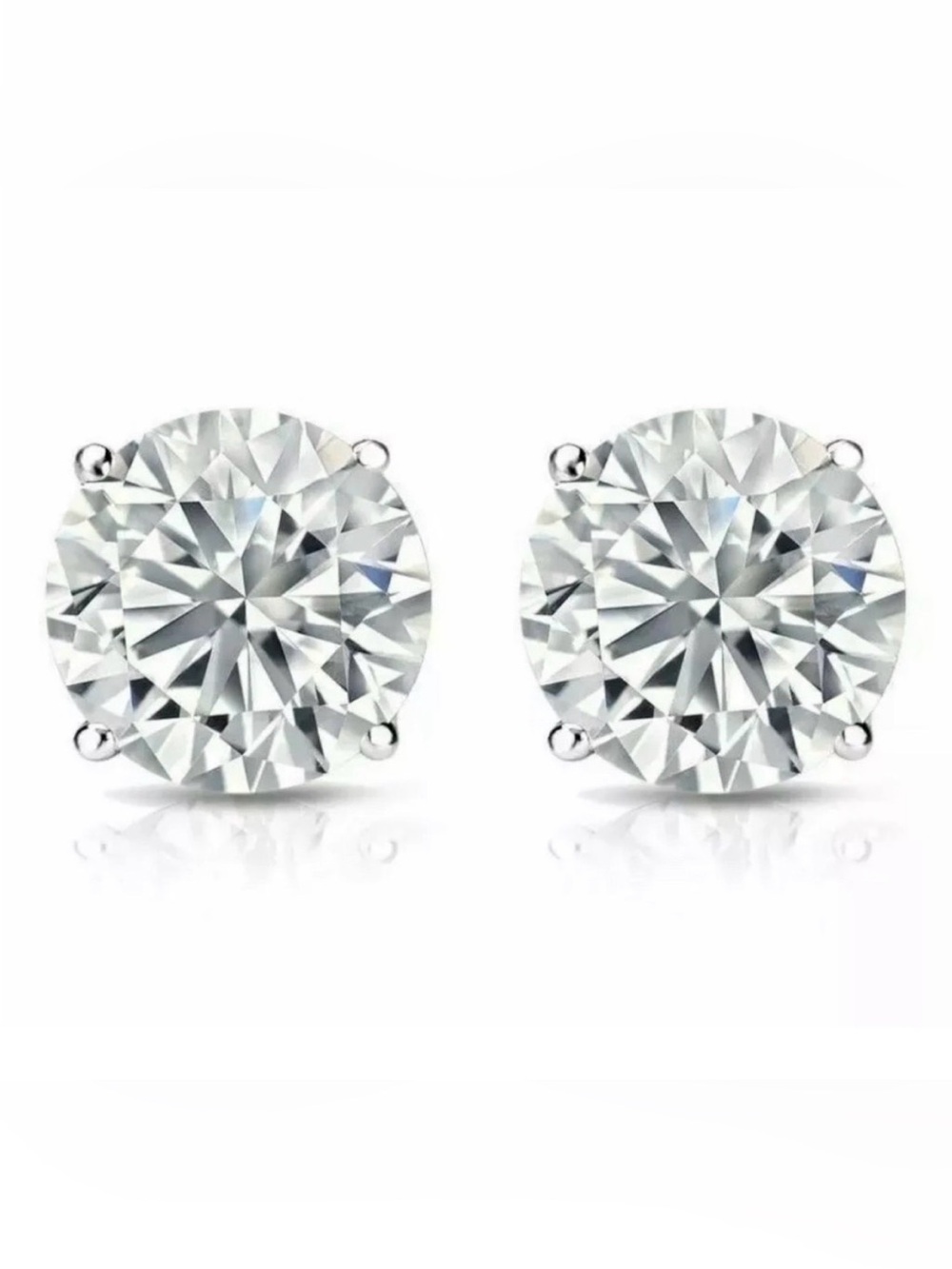 1.60 Ct Round Cut FL/D GRA Certified Moissanite Stud Earrings 14k White Gold 6mm